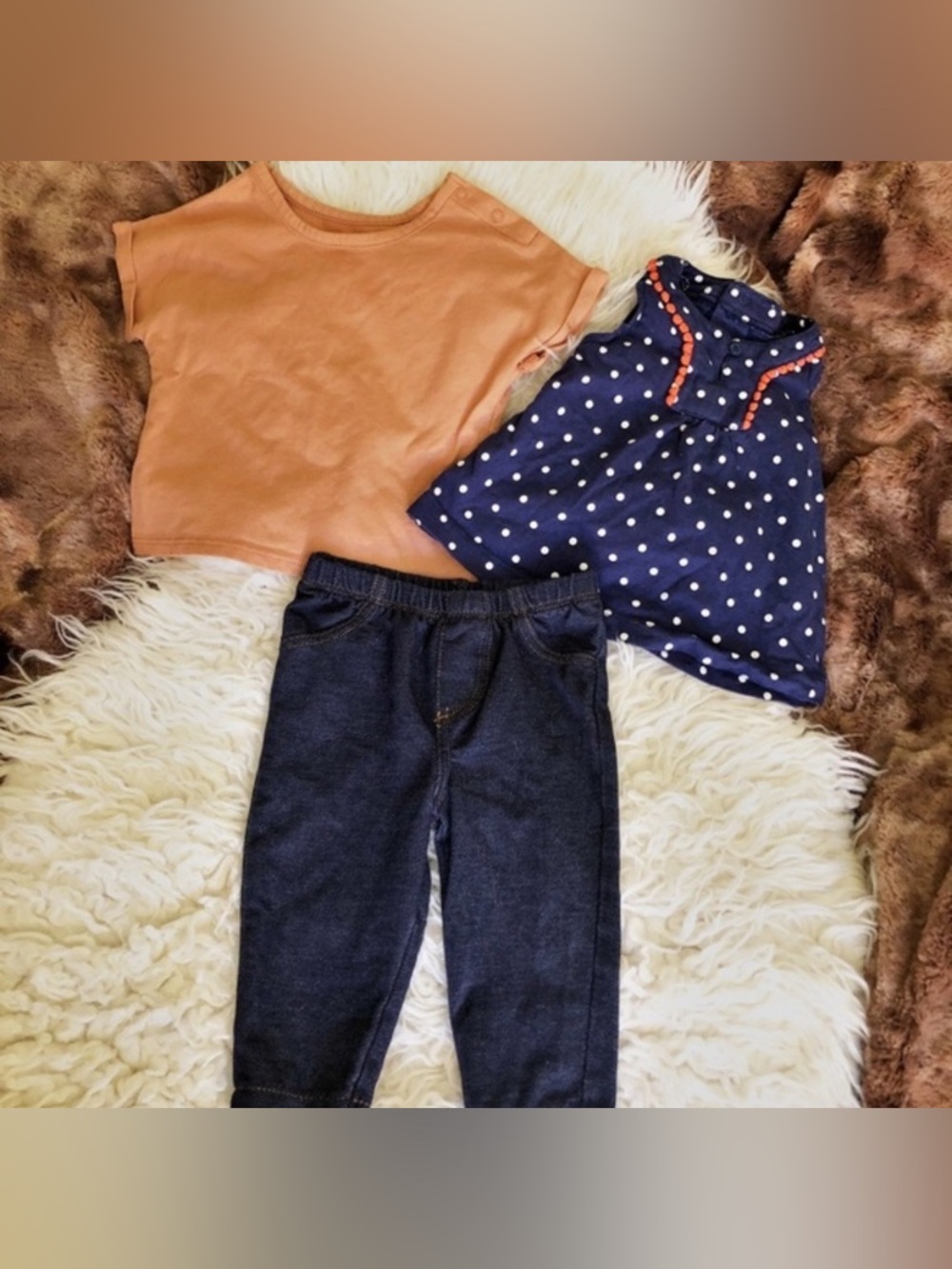 Bundle of Adorable Baby Girl Clothes 3-6 months old Polka Dot Jeans Shirts